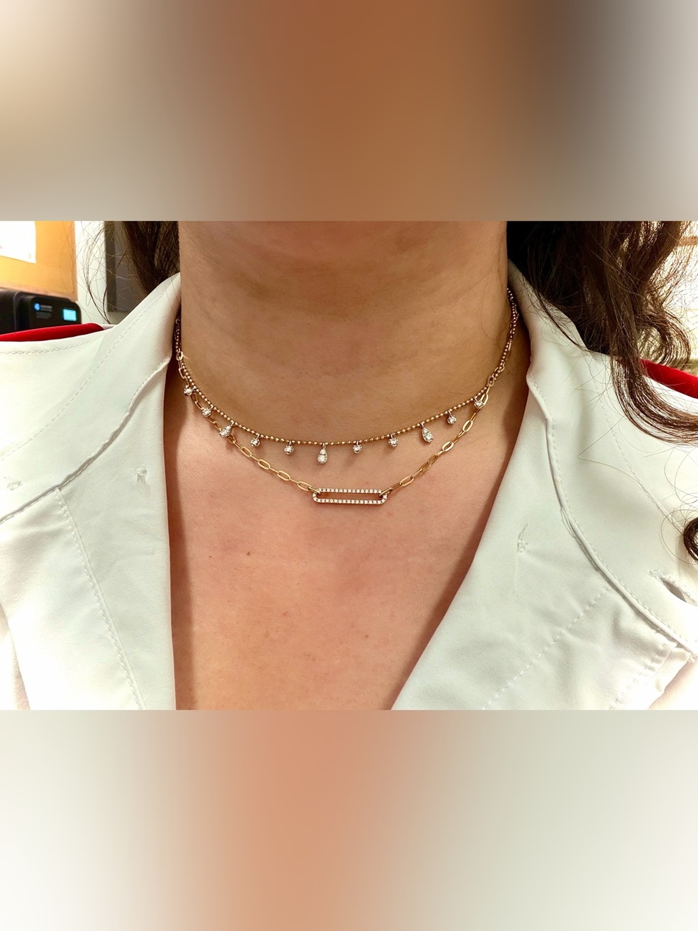 SHY CREATION 0.26CT DIAMOND PAPER CLIP LINK NECKLACE